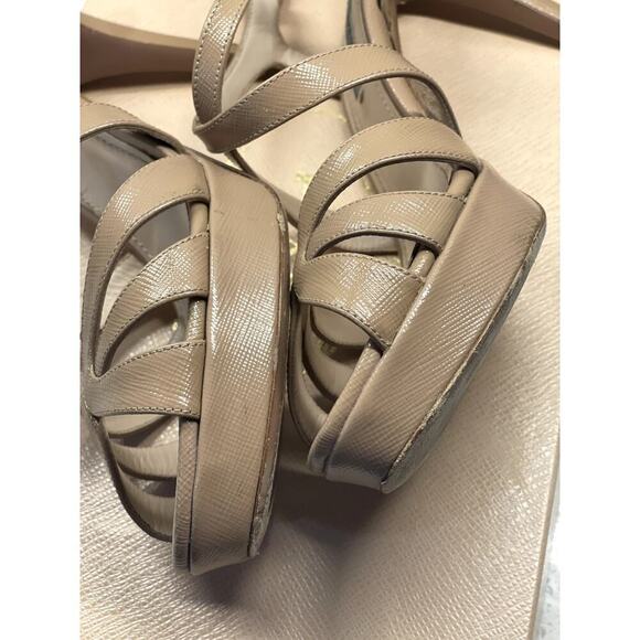 Prada Nude Patent Slingback Platform Heels EU 39